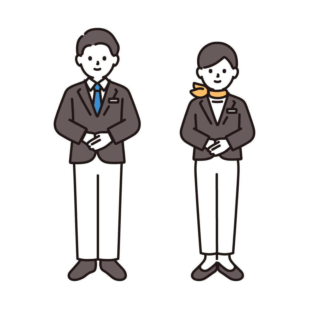 並んで立つ2人の人物のイラスト